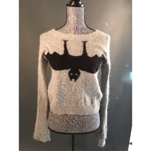 Cropped angora sweater with bat